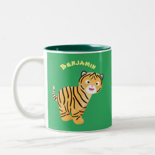 Cute  happy tiger cub cartoon Two-Tone coffee mug