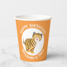 Cute happy tiger cub personalised cartoon birthday
