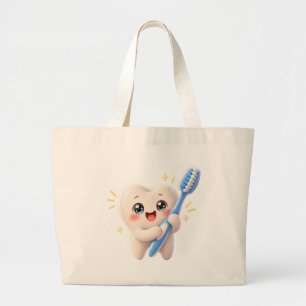 Cute Happy Tooth with Toothbrush Tote Bag