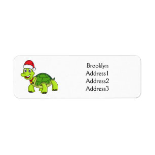 Cute happy tortoise wearing Santa hat