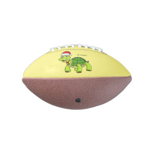 Cute happy tortoise wearing Santa hat American Football