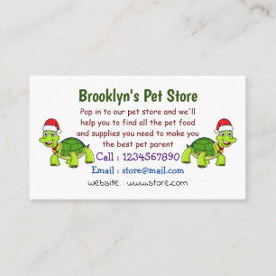 Cute happy tortoise wearing Santa hat Business Card