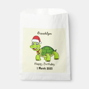 Cute happy tortoise wearing Santa hat Favour Bags