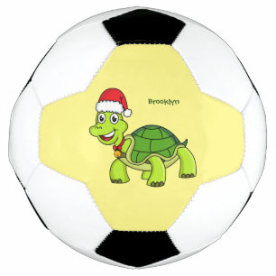 Cute happy tortoise wearing Santa hat Football