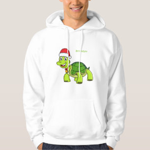 Cute happy tortoise wearing Santa hat Hoodie
