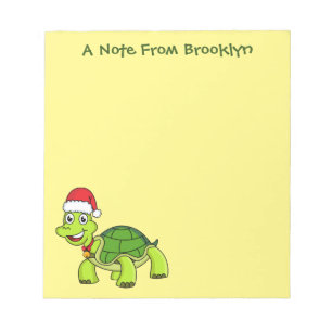 Cute happy tortoise wearing Santa hat Notepad