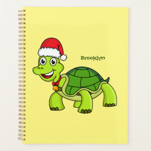Cute happy tortoise wearing Santa hat Planner