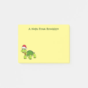 Cute happy tortoise wearing Santa hat Post-it Notes