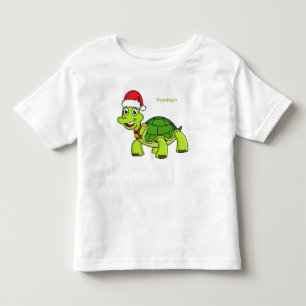 Cute happy tortoise wearing Santa hat Toddler T-Shirt