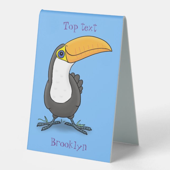 Cute happy toucan cartoon illustration (Front)