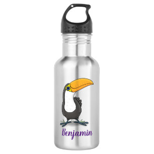 Cute happy toucan cartoon illustration 532 ml water bottle