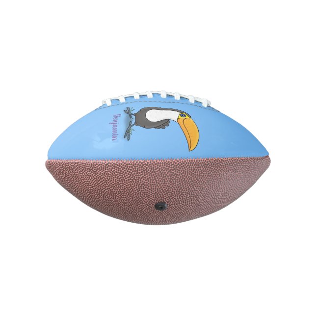 Cute happy toucan cartoon illustration american football (Rotated 270)