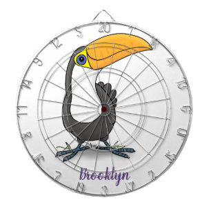 Cute happy toucan cartoon illustration dartboard