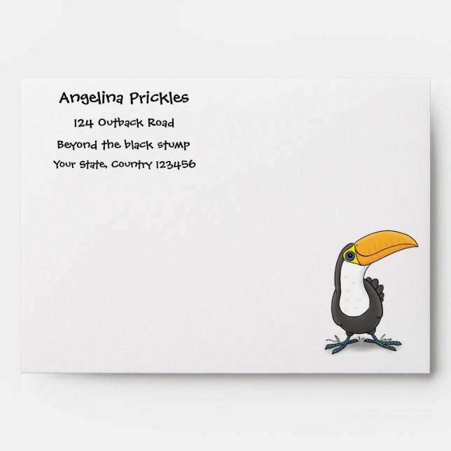Cute happy toucan cartoon illustration envelope (Front)