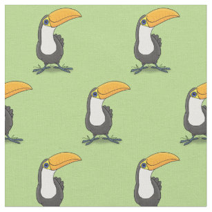 Cute happy toucan cartoon illustration fabric