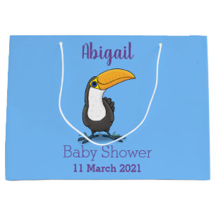 Cute happy toucan cartoon illustration large gift bag