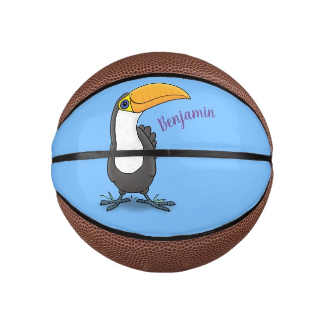 Cute happy toucan cartoon illustration mini basketball (Front)