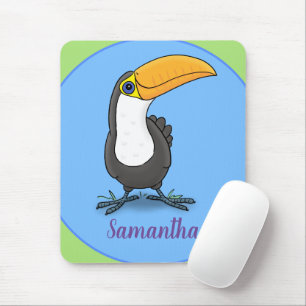 Cute happy toucan cartoon illustration mouse mat