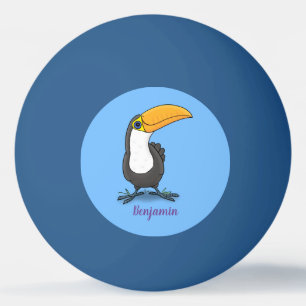 Cute happy toucan cartoon illustration ping pong ball