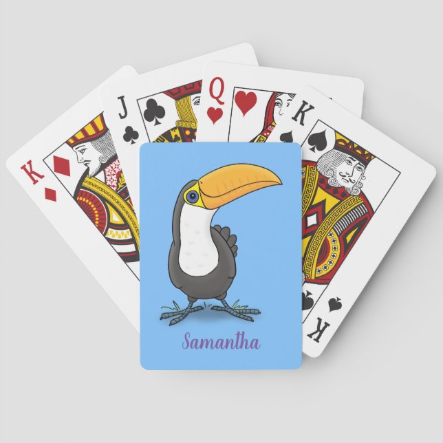 Cute happy toucan cartoon illustration playing cards (Back)