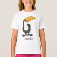 Cute happy toucan cartoon illustration