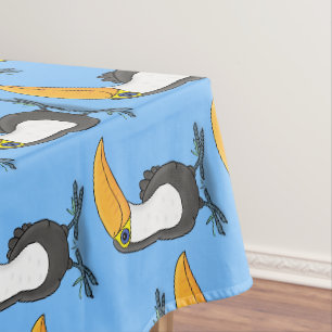 Cute happy toucan cartoon illustration tablecloth
