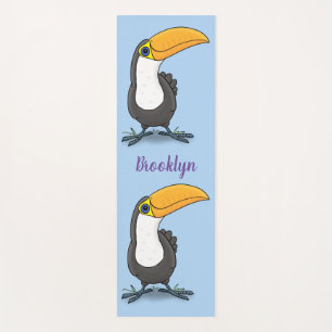 Cute happy toucan cartoon illustration yoga mat