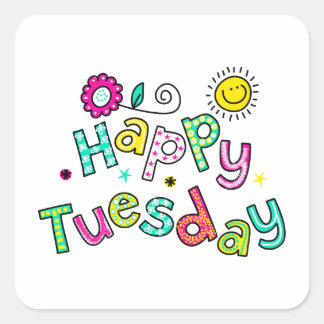Cute Happy Tuesday Week Greeting Text Expression Square Sticker