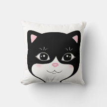 Cute Happy Tuxedo Cat Face