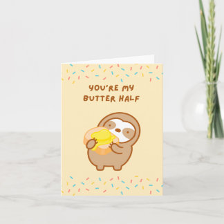 Cute Happy Valentine’s Day Butter Toast Sloth Card