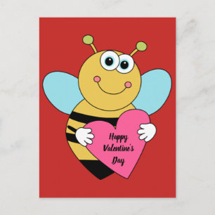 Cute Happy Valentine's Day Bee Postcard