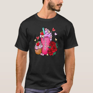 Cute Happy Valentines Day Coffee Tea Roses Heart L T-Shirt