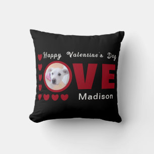 Cute Happy Valentines Day Dog Love Hearts Red Cushion