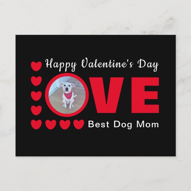 Cute Happy Valentines Day Dog Mum Love Hearts Red Postcard (Front)