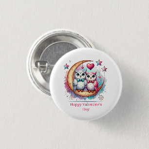 Cute Happy Valentine's Day love birds party 3 Cm Round Badge