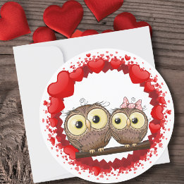 Cute Happy Valentine's Day Owl Love Holiday Card