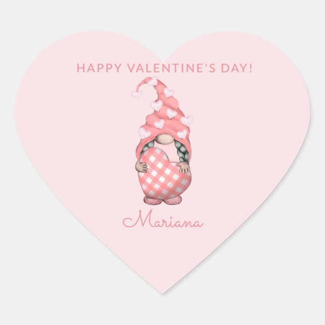 Cute Happy Valentines Day Party Favours Heart Sticker (Front)