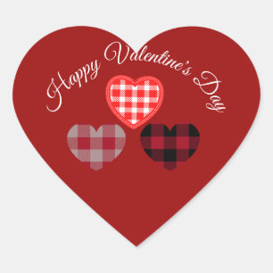 Cute Happy Valentine's Day Plaid Heart Sticker