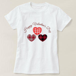 Cute Happy Valentine's Day Plaid Heart T-Shirt