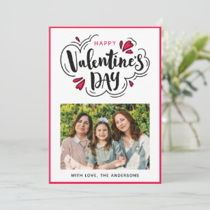 Cute Happy Valentine's Day Script Photo Holiday Card