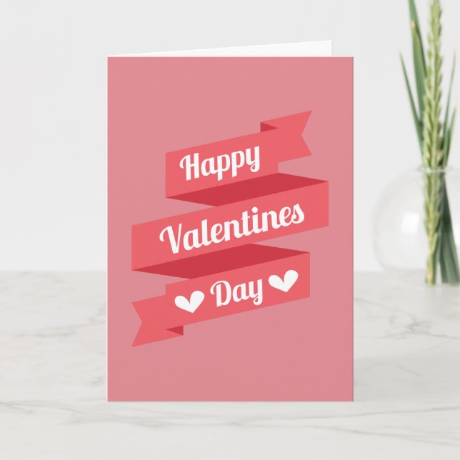 Cute Happy Valentines Day Text Design Holiday Card (Front)