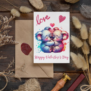 Cute Happy Valentine's Day with cute Koala Bears Holiday Card