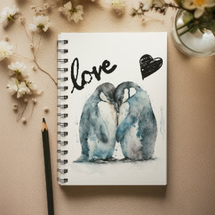 Cute Happy Valentine's Day with penguin love Notebook