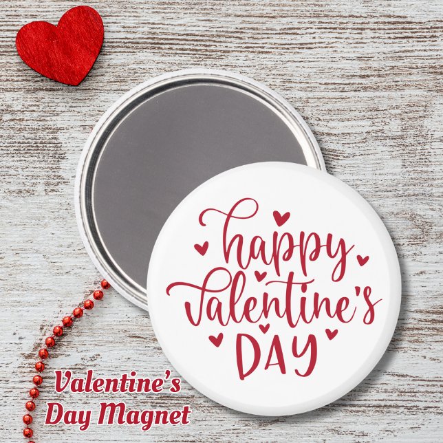 Cute Happy Valentine's Day with Red Hearts Magnet (Cute Happy Valentine's Day with Red Hearts Magnet)