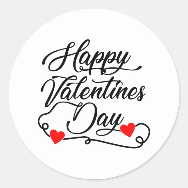 Cute Happy Valentine's Day word art  Classic Round Sticker (Front)