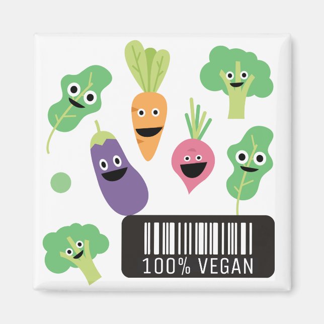 Cute Happy Vegetables 100% Magnet (Front)