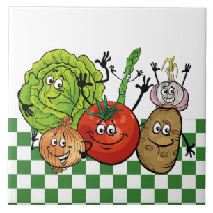 cute happy vegetables kitchen tile