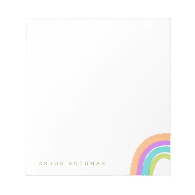 Cute Happy Watercolor Rainbow Notepad (Front)