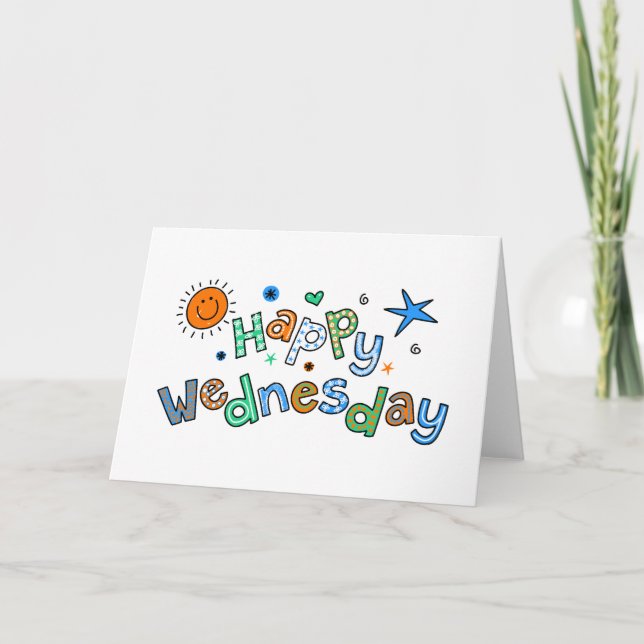 Cute Happy Wednesday Week Greeting Text Expression Card (Front)