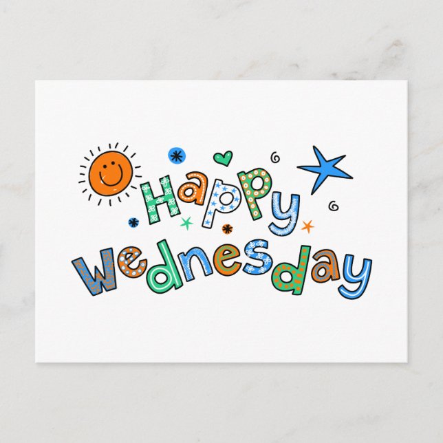 Cute Happy Wednesday Week Greeting Text Expression Postcard (Front)